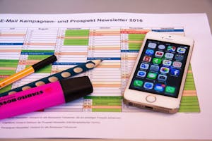 A digital calendar or planner with color-coded time blocks