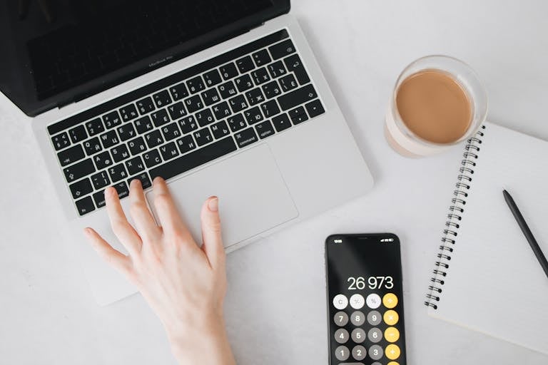 A split image showing a cluttered phone screen on one side and a calm digital planner on the other.