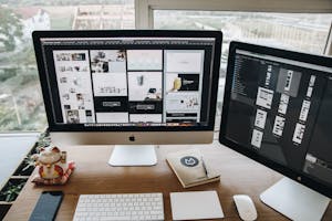 A cluttered desktop transforming into a clean, minimalist screen.