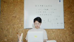 A person calmly working on a single task with no distractions around