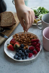A person savoring a healthy meal, eating slowly and mindfully